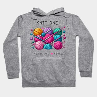 Knit One Pearl Two Knitting Needles Balls of Yarn Hoodie